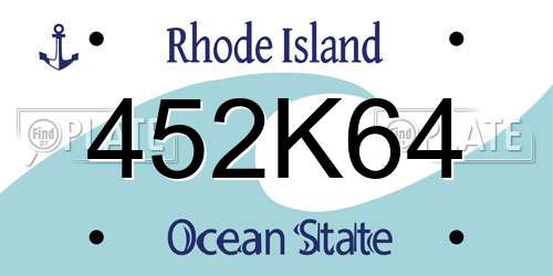 452K64 Rhode Island License Plate