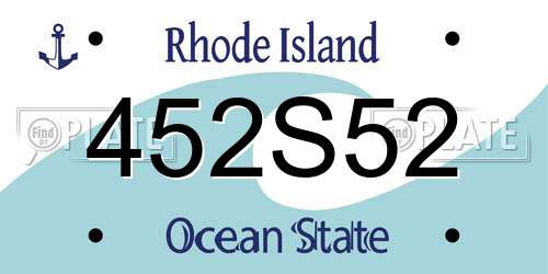 452S52 Rhode Island License Plate