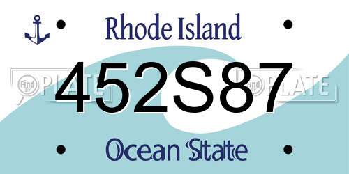 452S87 Rhode Island License Plate