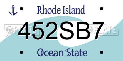 452SB7 Rhode Island License Plate