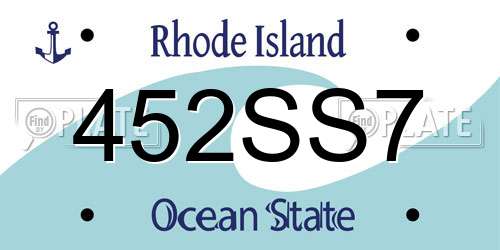 452SS7 Rhode Island License Plate