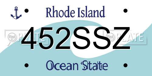 452SSZ Rhode Island License Plate
