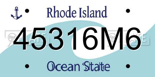 45316M6 Rhode Island License Plate