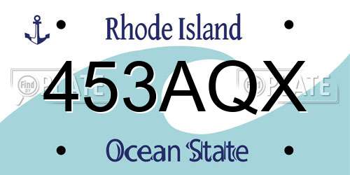 453AQX Rhode Island License Plate