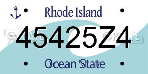 45425Z4 Rhode Island License Plate