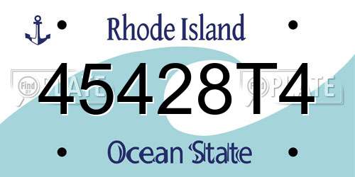 45428T4 Rhode Island License Plate