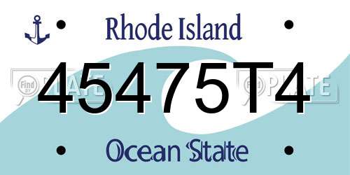 45475T4 Rhode Island License Plate