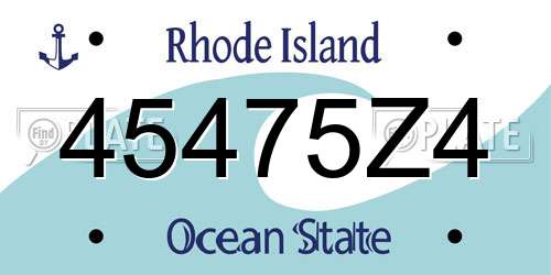 45475Z4 Rhode Island License Plate