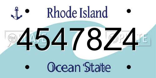 45478Z4 Rhode Island License Plate