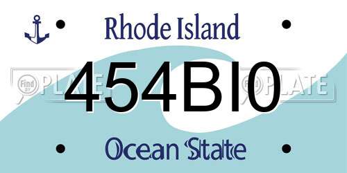 454BI0 Rhode Island License Plate