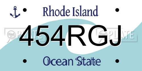 454RGJ Rhode Island License Plate