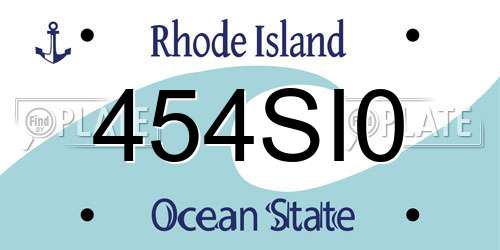 454SI0 Rhode Island License Plate