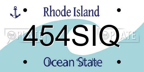 454SIQ Rhode Island License Plate