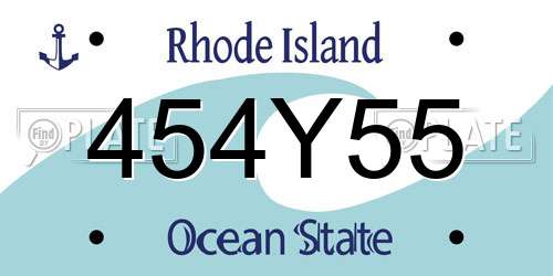 454Y55 Rhode Island License Plate