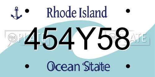 454Y58 Rhode Island License Plate