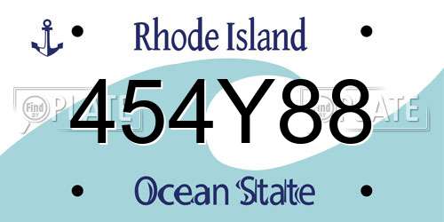 454Y88 Rhode Island License Plate
