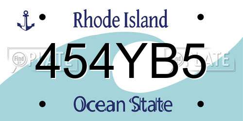 454YB5 Rhode Island License Plate