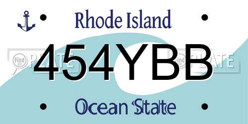 454YBB Rhode Island License Plate