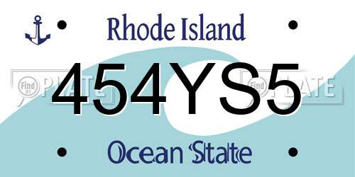 454YS5 Rhode Island License Plate