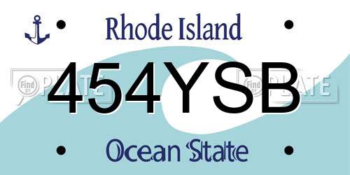 454YSB Rhode Island License Plate