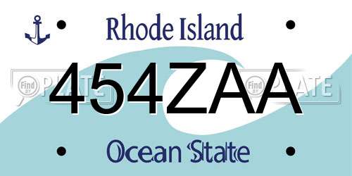 454ZAA Rhode Island License Plate