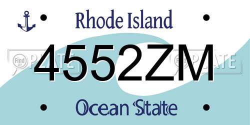 4552ZM Rhode Island License Plate
