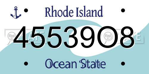 45539O8 Rhode Island License Plate