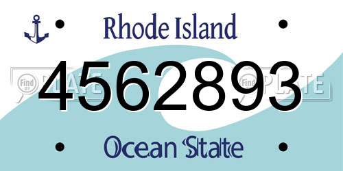 4562893 Rhode Island License Plate