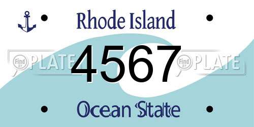 4567 Rhode Island License Plate