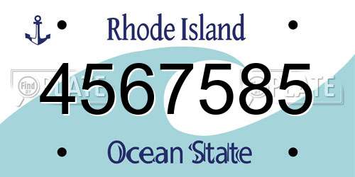 4567585 Rhode Island License Plate