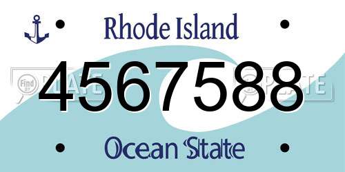 4567588 Rhode Island License Plate