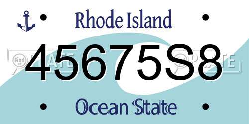 45675S8 Rhode Island License Plate