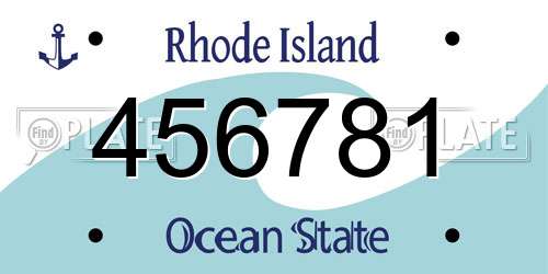 456781 Rhode Island License Plate