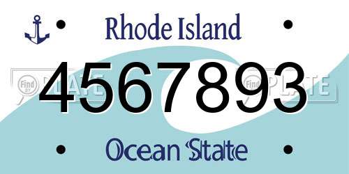 4567893 Rhode Island License Plate
