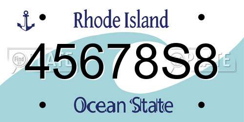 45678S8 Rhode Island License Plate