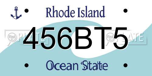 456BT5 Rhode Island License Plate