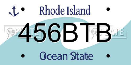 456BTB Rhode Island License Plate
