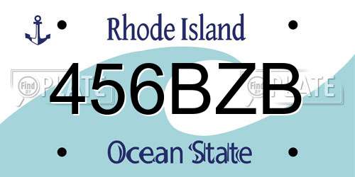 456BZB Rhode Island License Plate