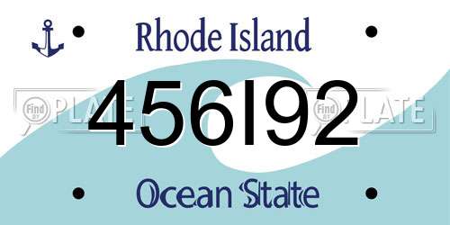 456I92 Rhode Island License Plate