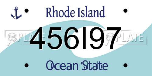 456I97 Rhode Island License Plate