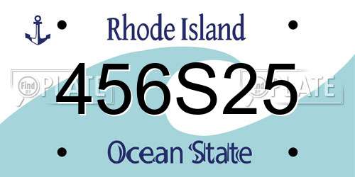 456S25 Rhode Island License Plate