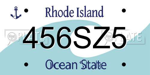 456SZ5 Rhode Island License Plate