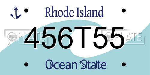 456T55 Rhode Island License Plate