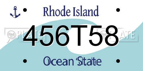 456T58 Rhode Island License Plate