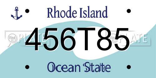 456T85 Rhode Island License Plate