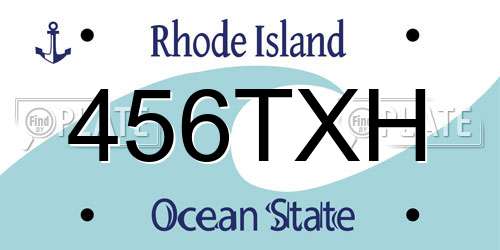 456TXH Rhode Island License Plate