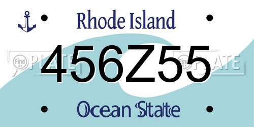 456Z55 Rhode Island License Plate