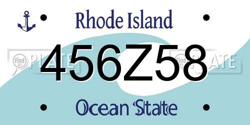 456Z58 Rhode Island License Plate