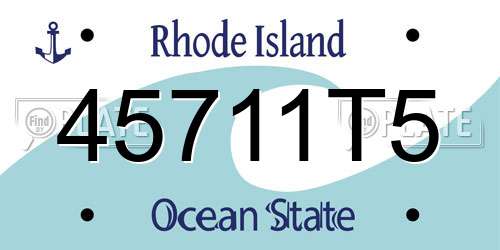 45711T5 Rhode Island License Plate