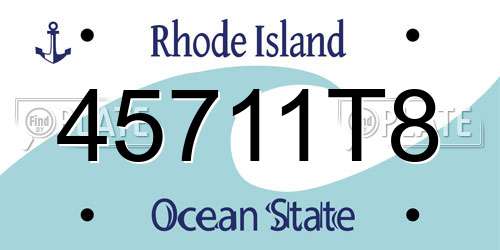 45711T8 Rhode Island License Plate
